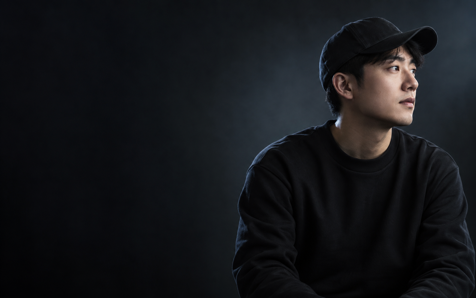 Product designer portrait in a dark studio